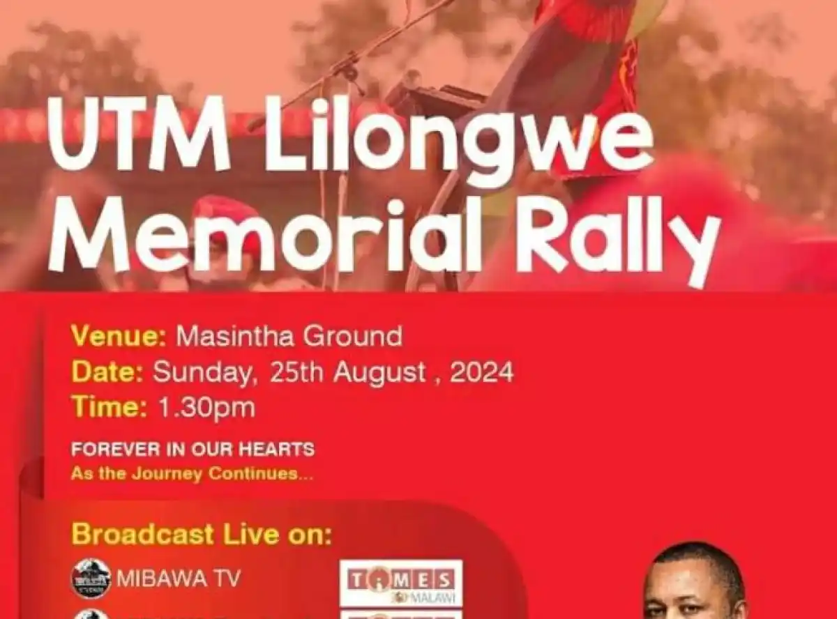 Breaking News: UTM Memorial Rally for Chilima Postponed Amid State House Pressure