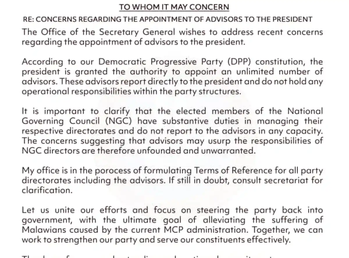 DPP clarifies on roles of Presidential Advisors…they will not usurp NGC directors